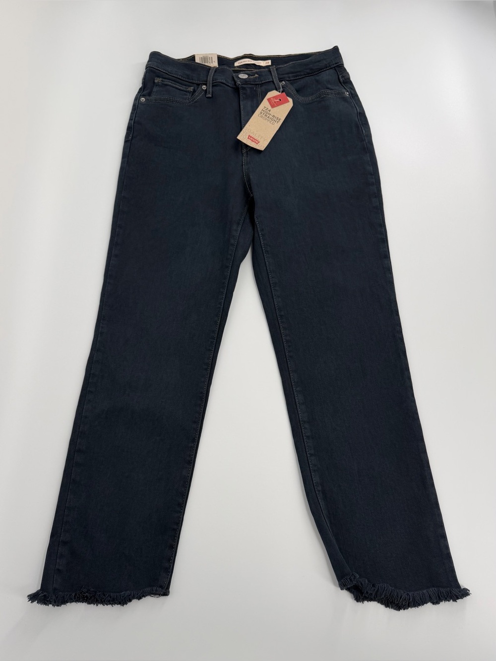 Levi’s 724 Jeans Womens 6 W28 High Rise Straight Cropped Black Raw Hem NWT - Picture 12 of 16